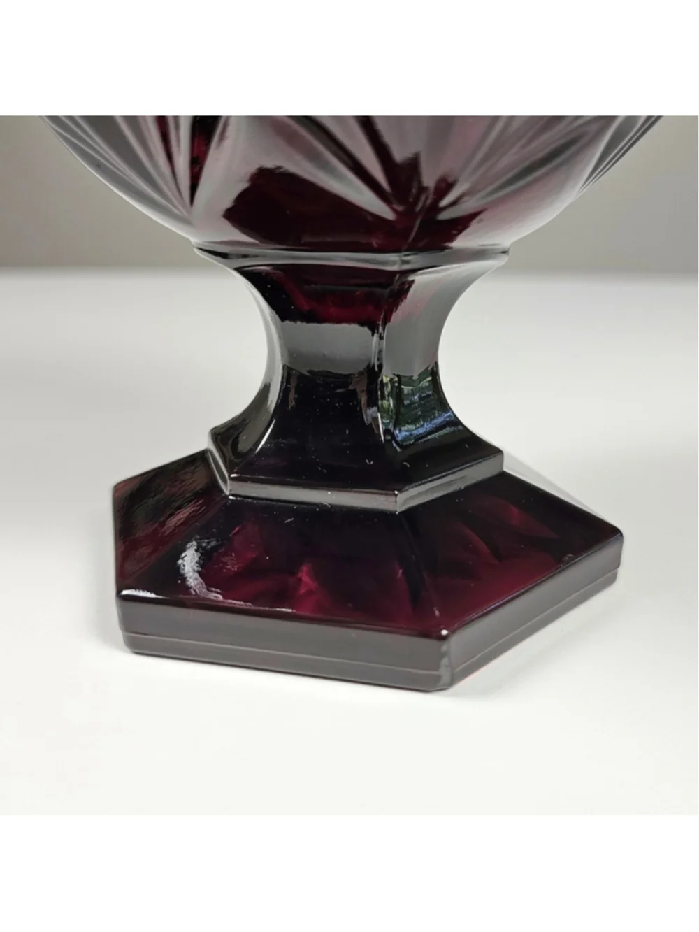 Vintage Luminarc France Ruby Red Glass Egg Candy Dish Lidded Pedestal Starburst